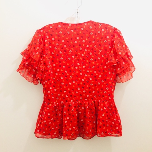 NWT Madewell Tiered Sleeve Peplum Metallic Prairie - Picture 4 of 8